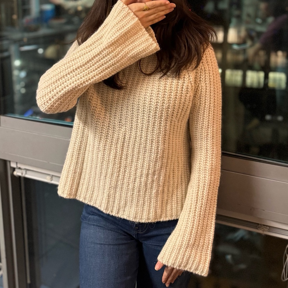 Maje Cozy Cream Knit Sweater